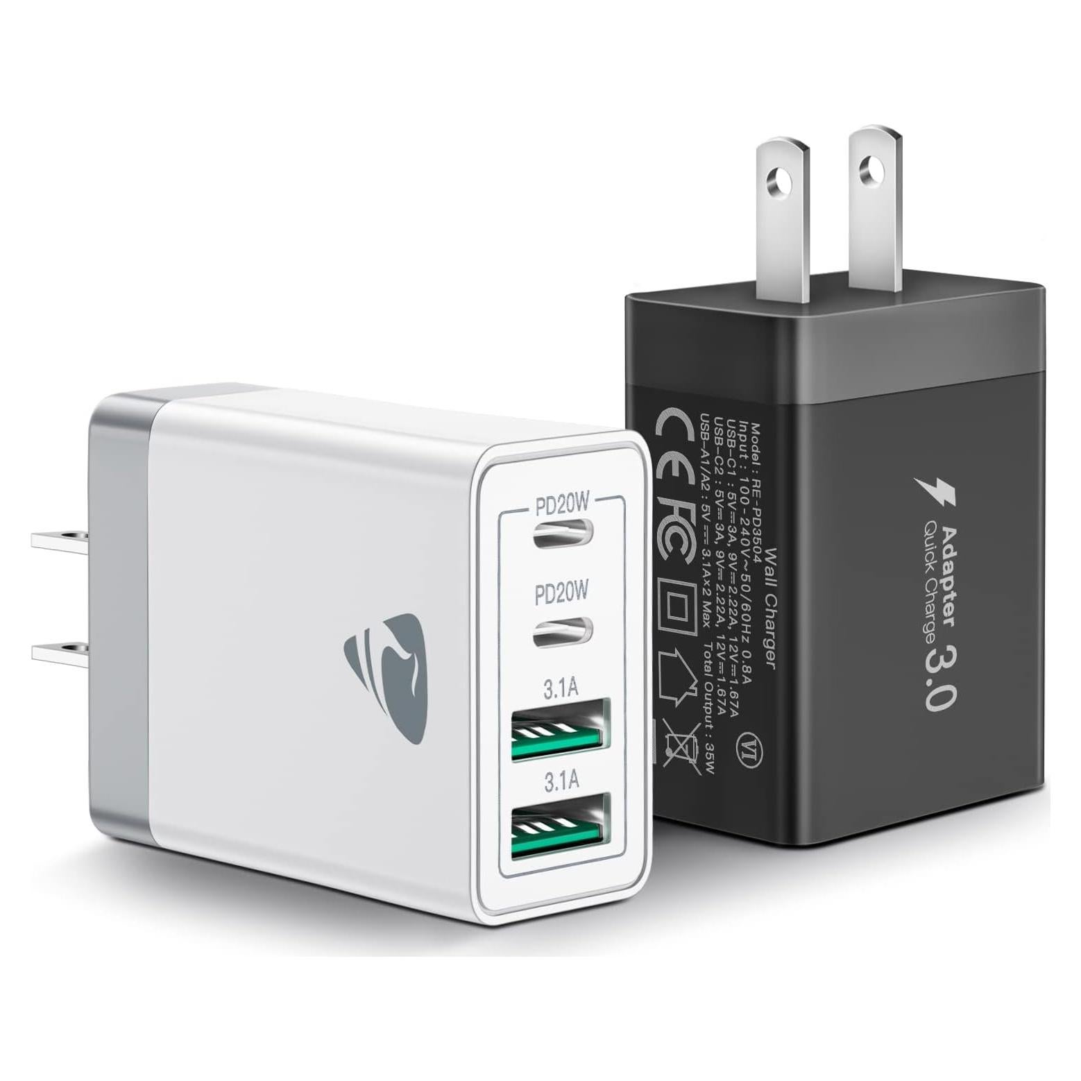 Cargador de Pared USB C Aiminu 40W 4 Puertos Rápido