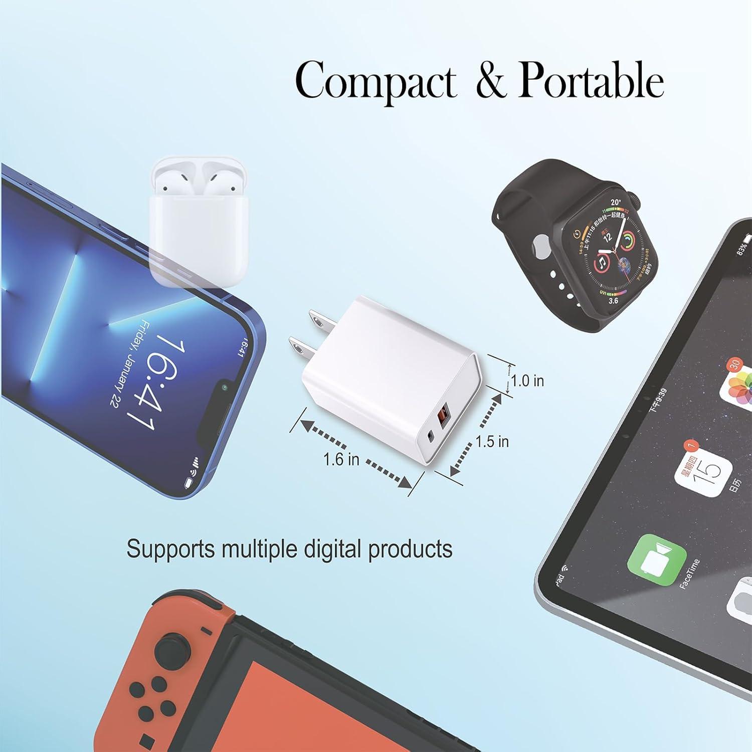 Cargador USB C Rápido 20W Doble Puerto KOCORE Blanco 2 Pzs