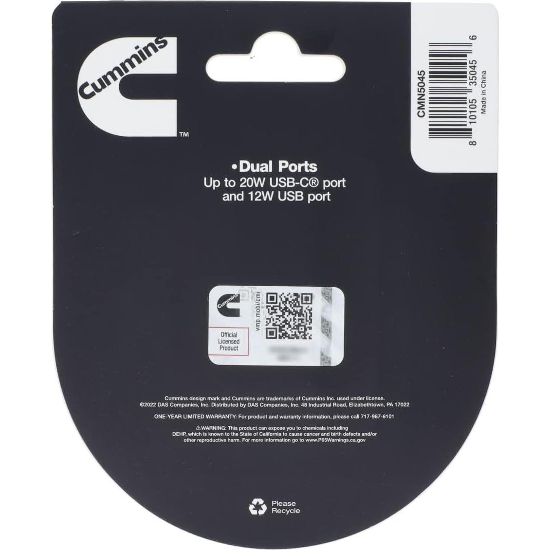 Cargador de pared rápido USB-C Cummins 32W doble puerto