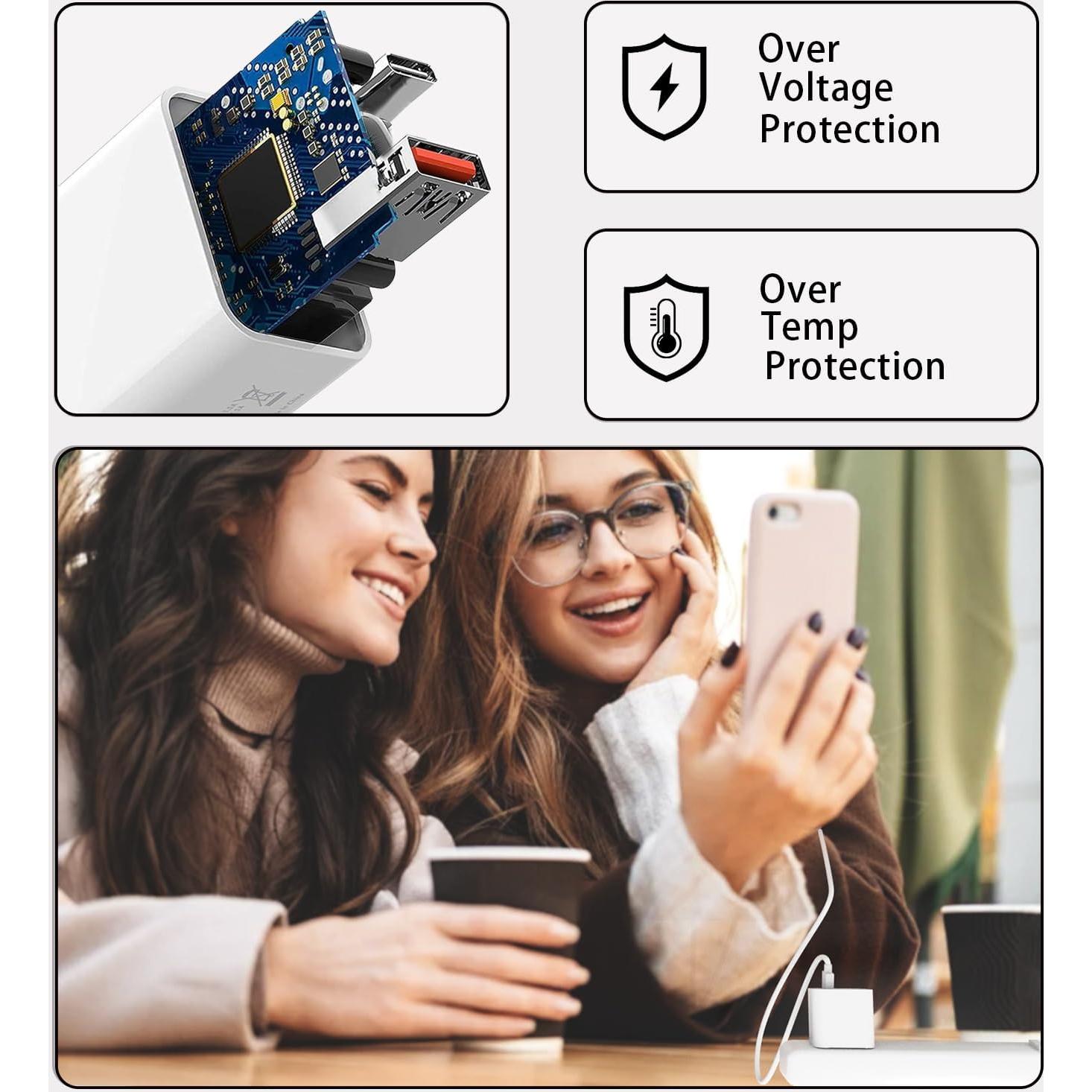 Cargador USB C Doble Puerto OLINK 20W - Carga Rápida iPhone/Samsung