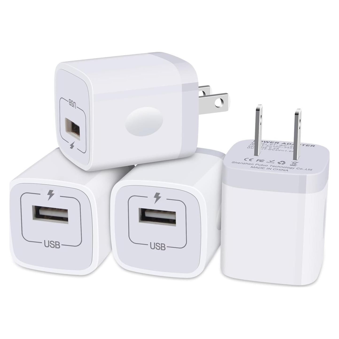 Cargador Rápido USB Sicodo 4 Piezas para iPhone y Samsung