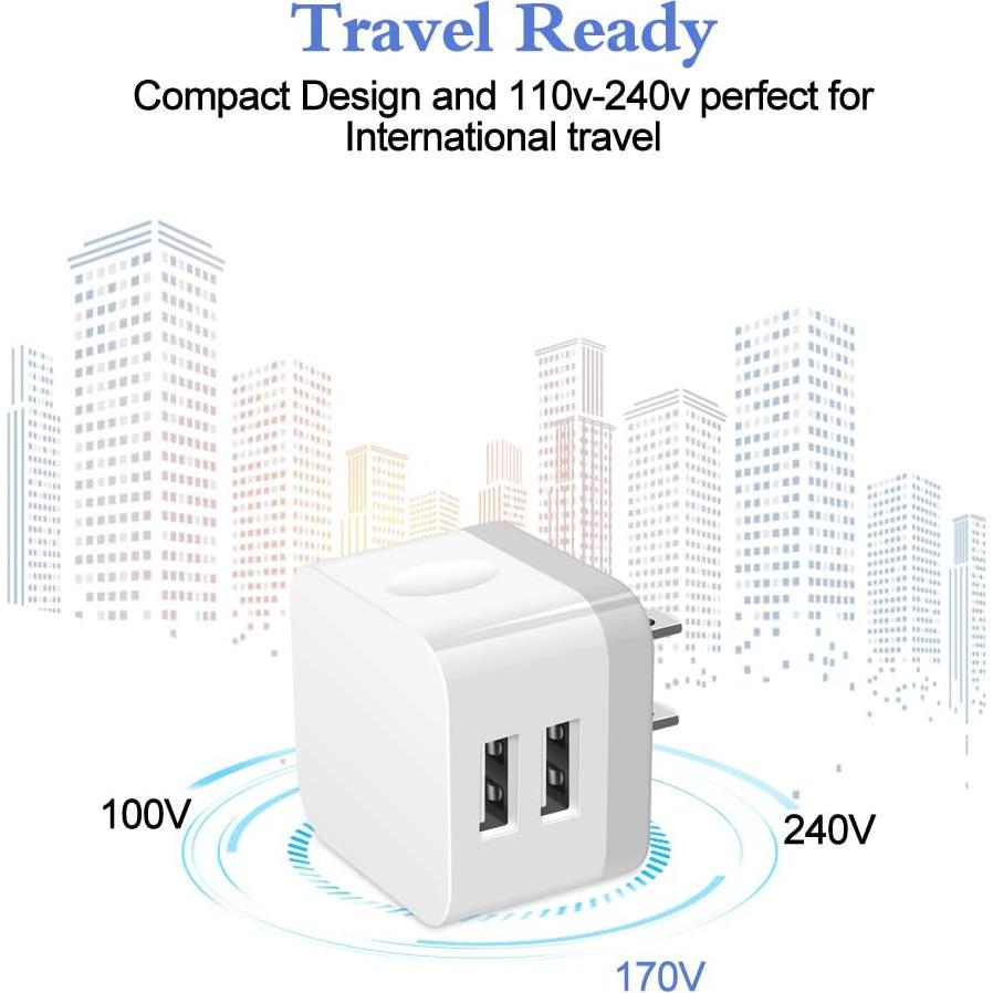 Cargador de Pared USB Dual HOOTEK 2 Puertos 2.4A Blanco