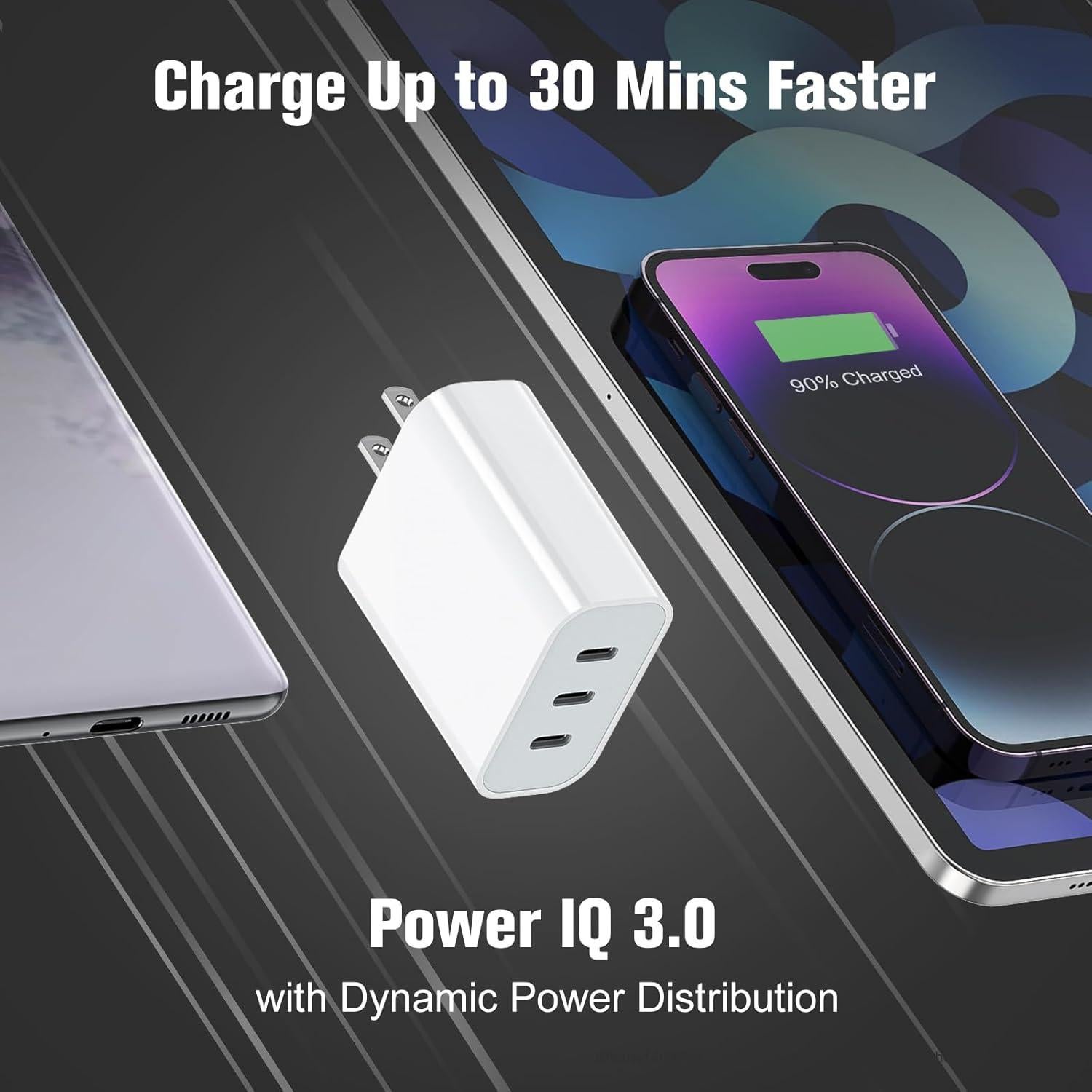 Cargador USB C Amoner 35W 3 Puertos para iPhone y Android