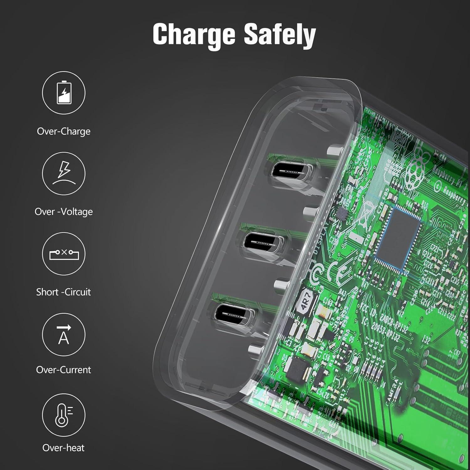 Cargador USB C Amoner 35W 3 Puertos para iPhone y Android