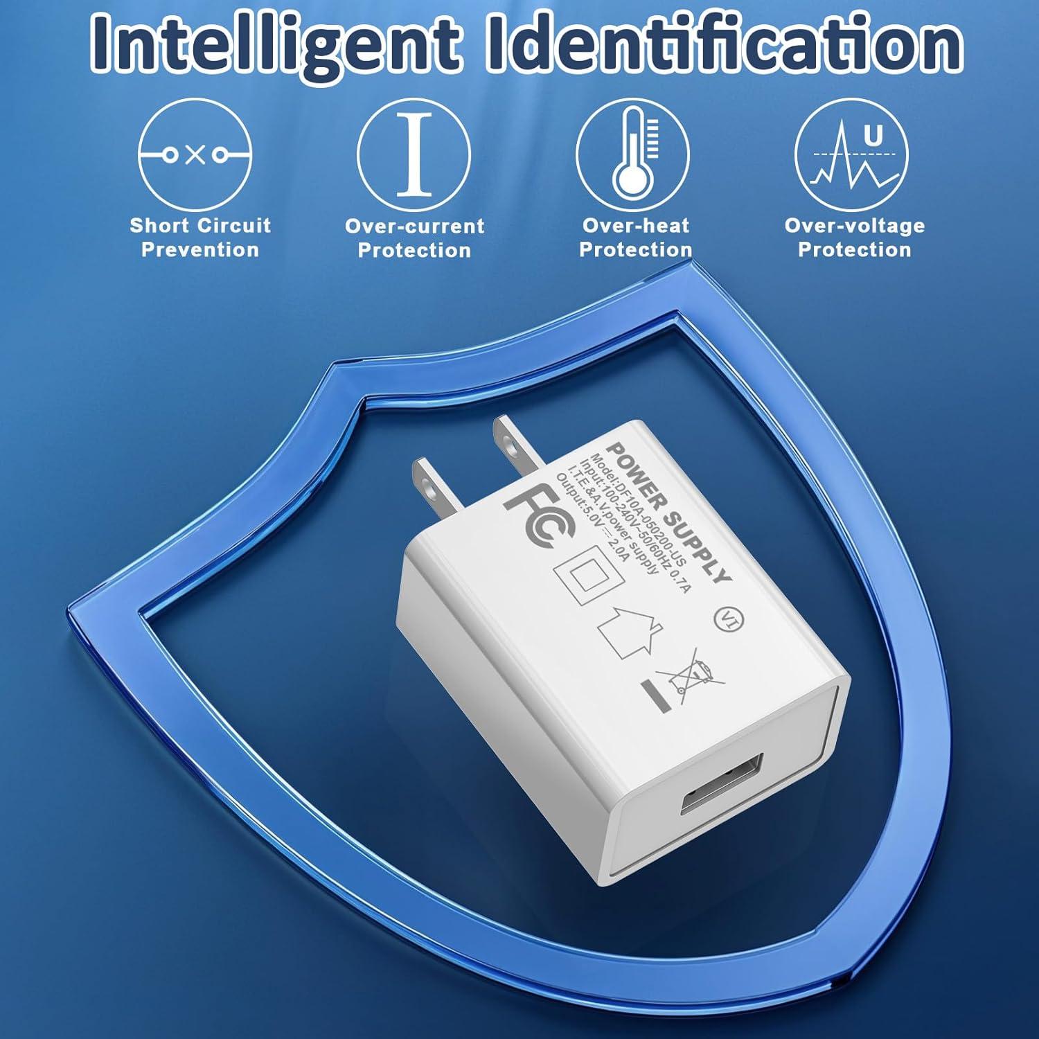 Cargador de Pared USB Aukzily 5V 2A 2Pack Carga Rápida