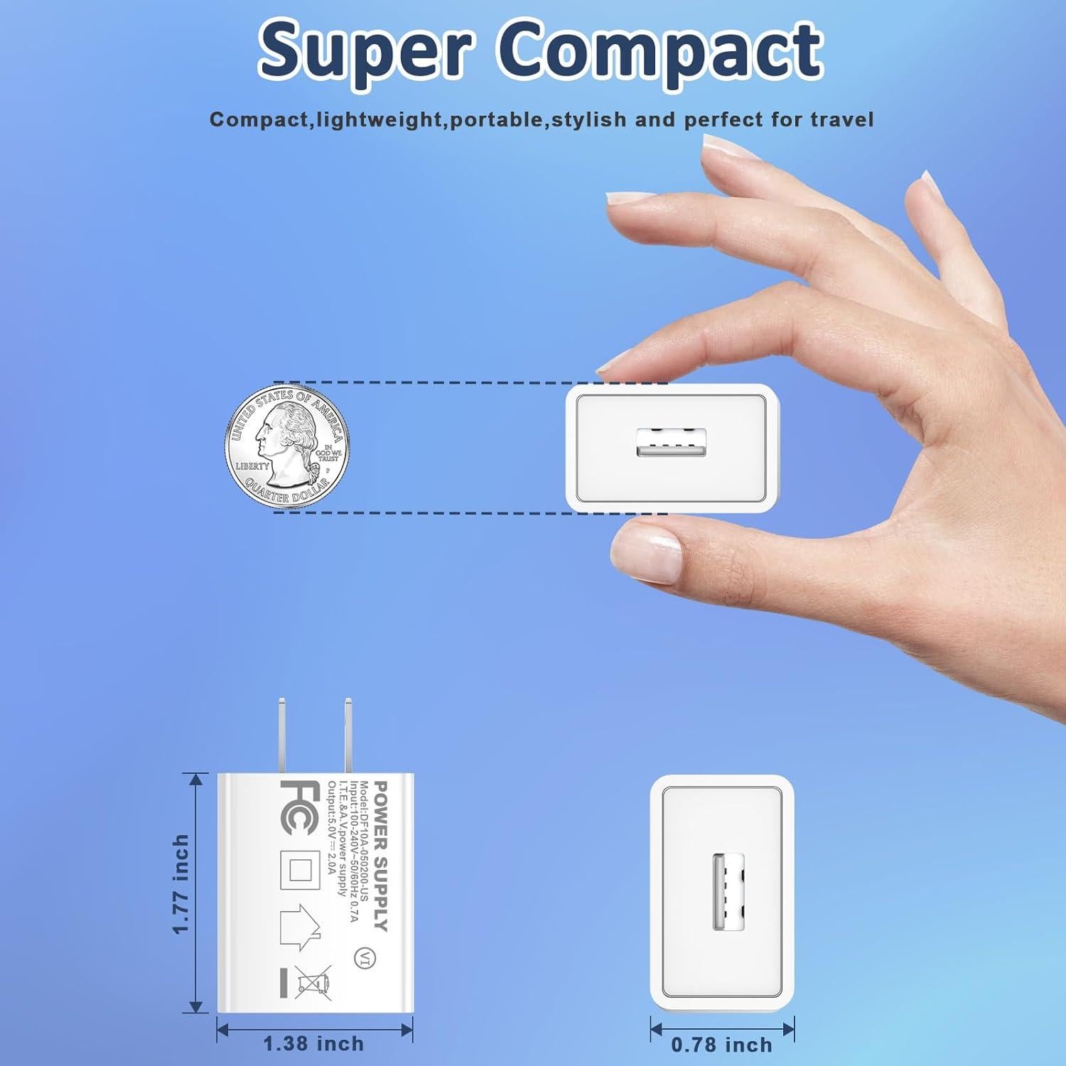 Cargador de Pared USB Aukzily 5V 2A 2Pack Carga Rápida
