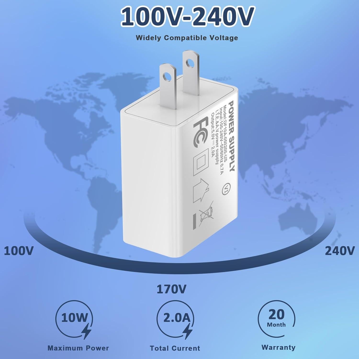 Cargador de Pared USB Aukzily 5V 2A 2Pack Carga Rápida