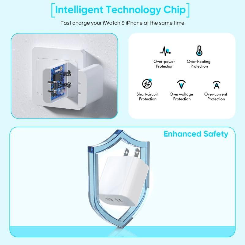 Cargador Rápido Doble USB-C 40W para iPhone 16 y Apple Watch