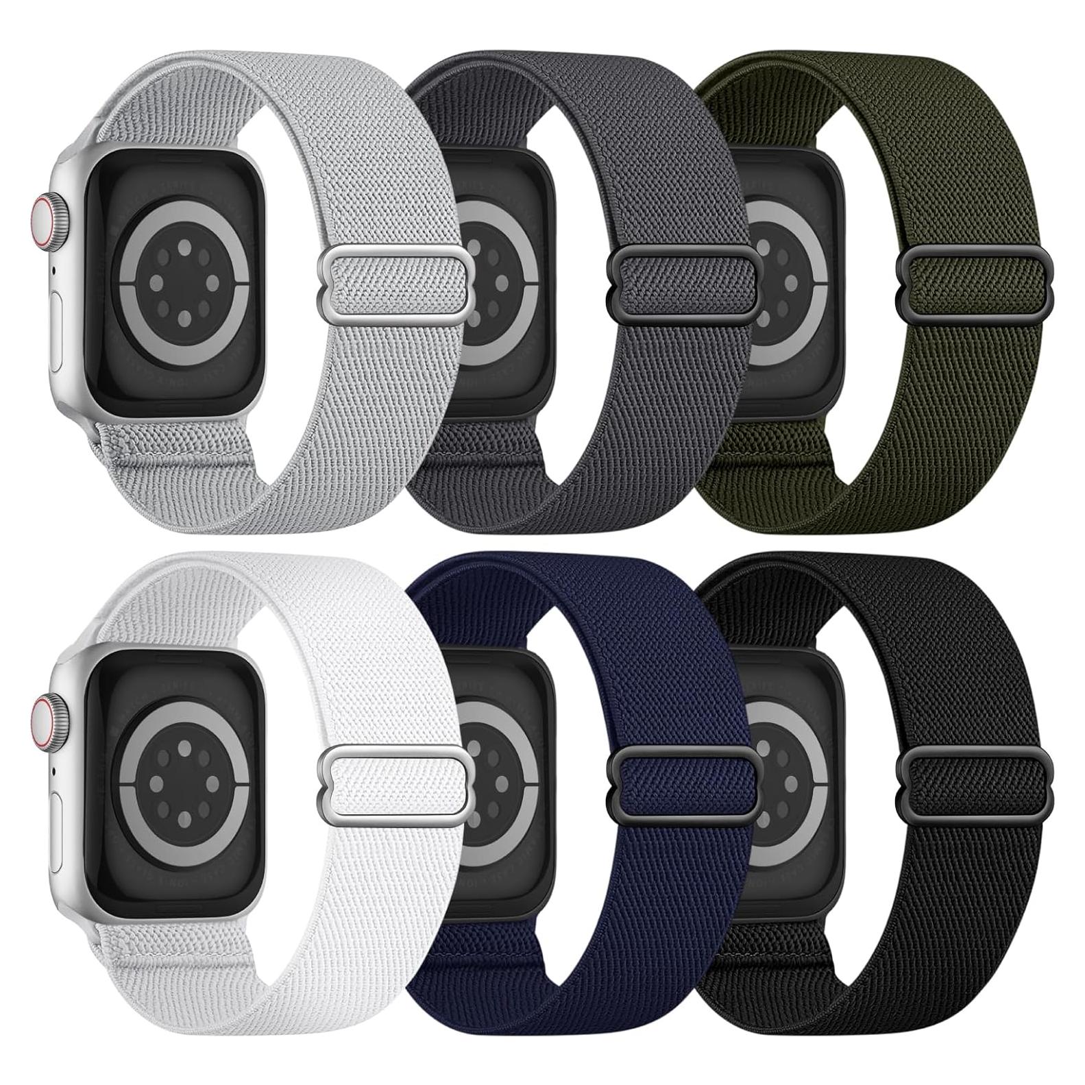 Paquete de 6 bandas elásticas Butifacion para Apple Watch 38-49mm