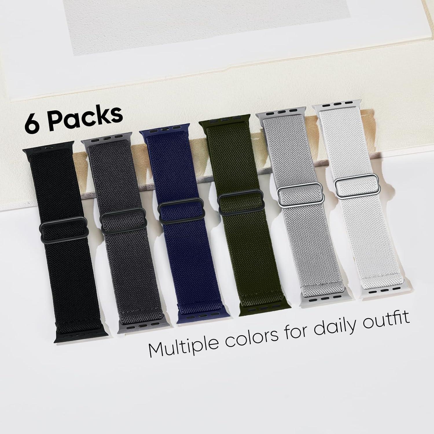 Paquete de 6 bandas elásticas Butifacion para Apple Watch 38-49mm