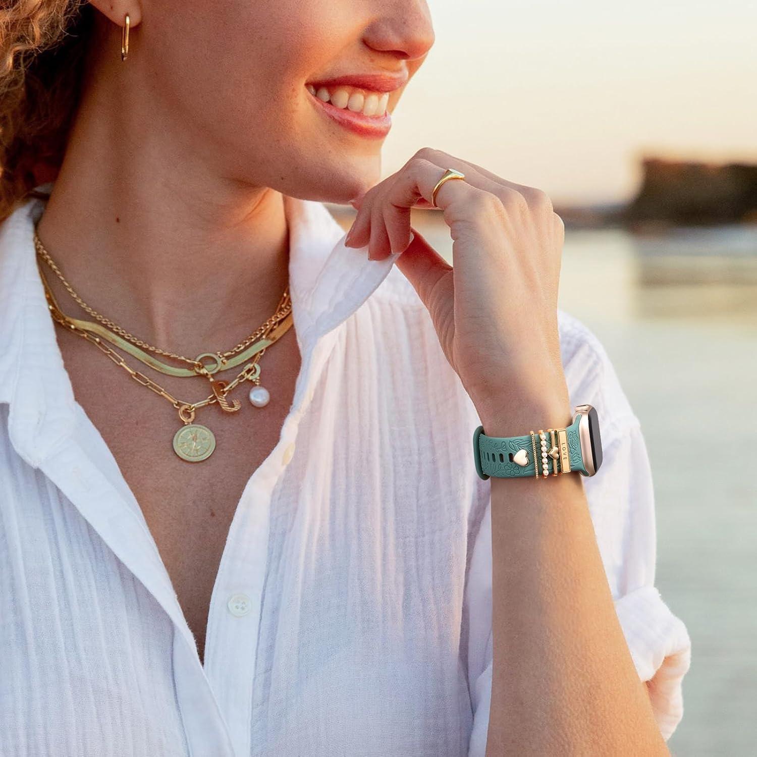 Banda de Silicona DaQin para Apple Watch 38-42mm con Charms