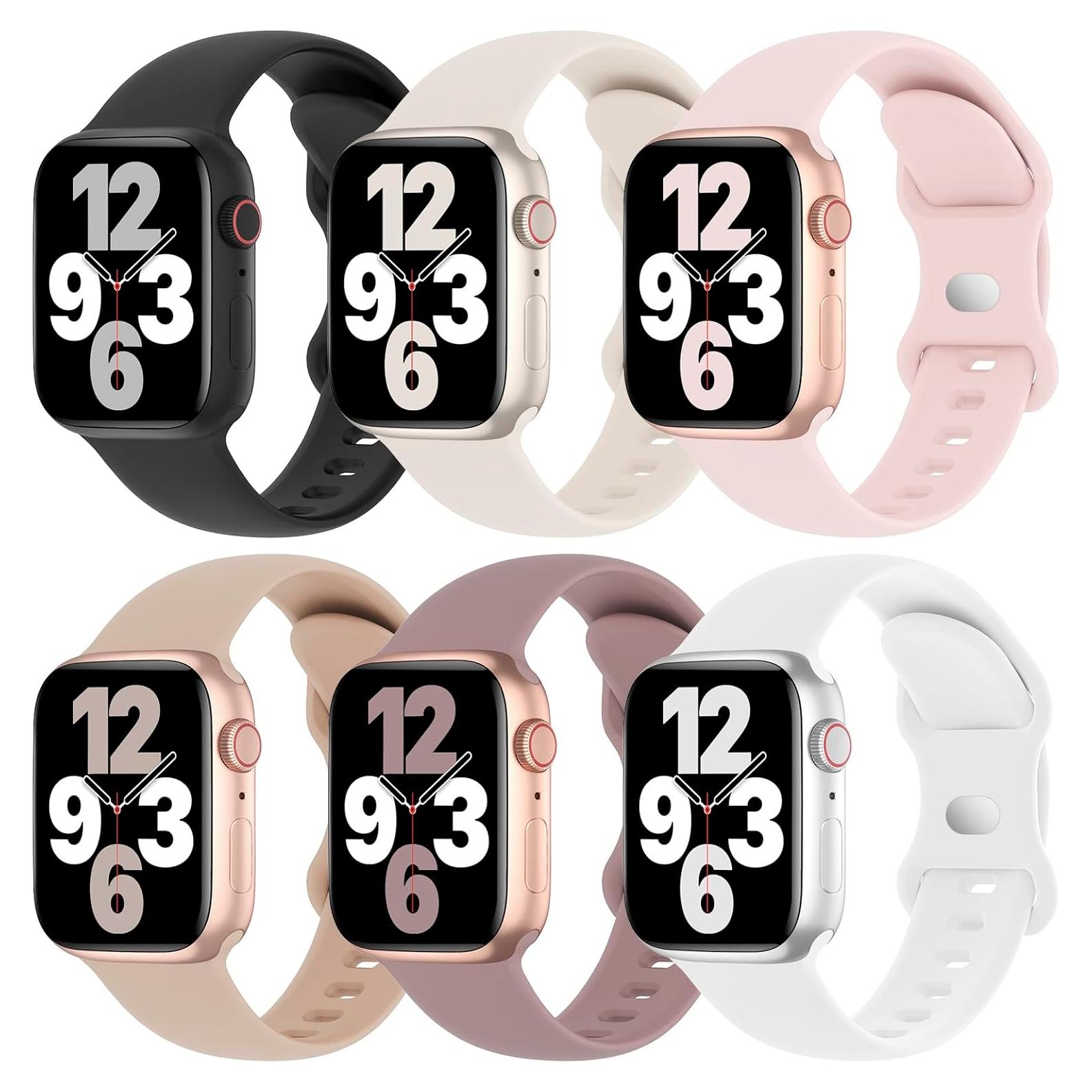Paquete de 6 bandas de silicona Slimband para Apple Watch 38-49mm