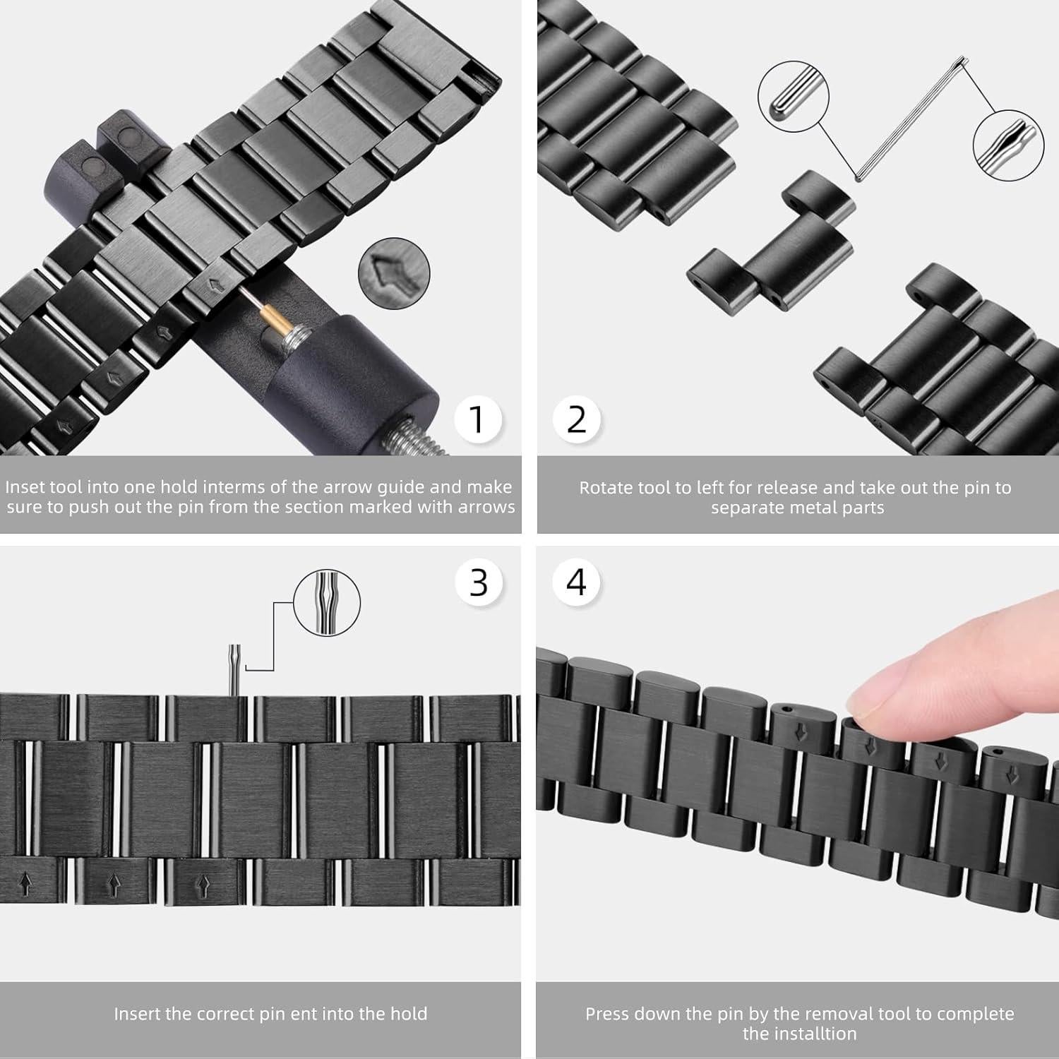 Banda de Acero Inoxidable Lerobo 20mm para Galaxy Watch 7/6/5/4