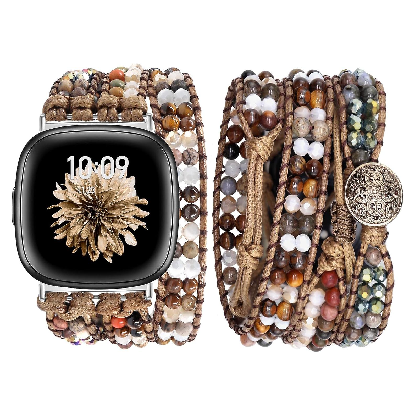 Pulsera de cuentas Boho JR.DM para Fitbit Versa 4/3/Sense 2