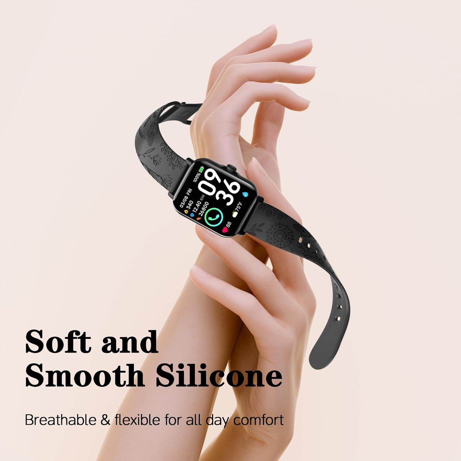 Correa de Silicona Floral 22mm para Smartwatch Fitpolo y Más