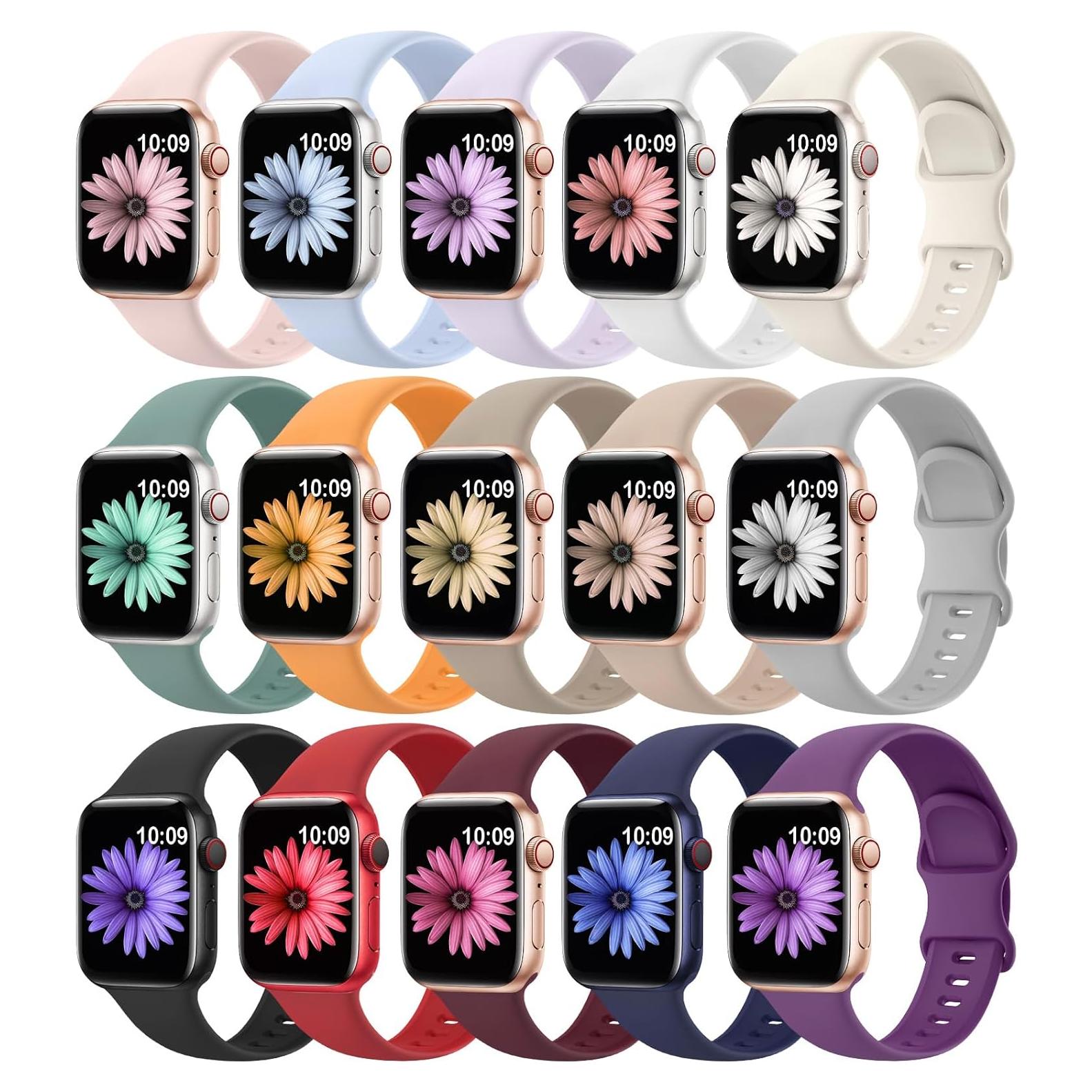 15 Bandas de Silicona Suave SuperNaNa para Apple Watch 38-49mm