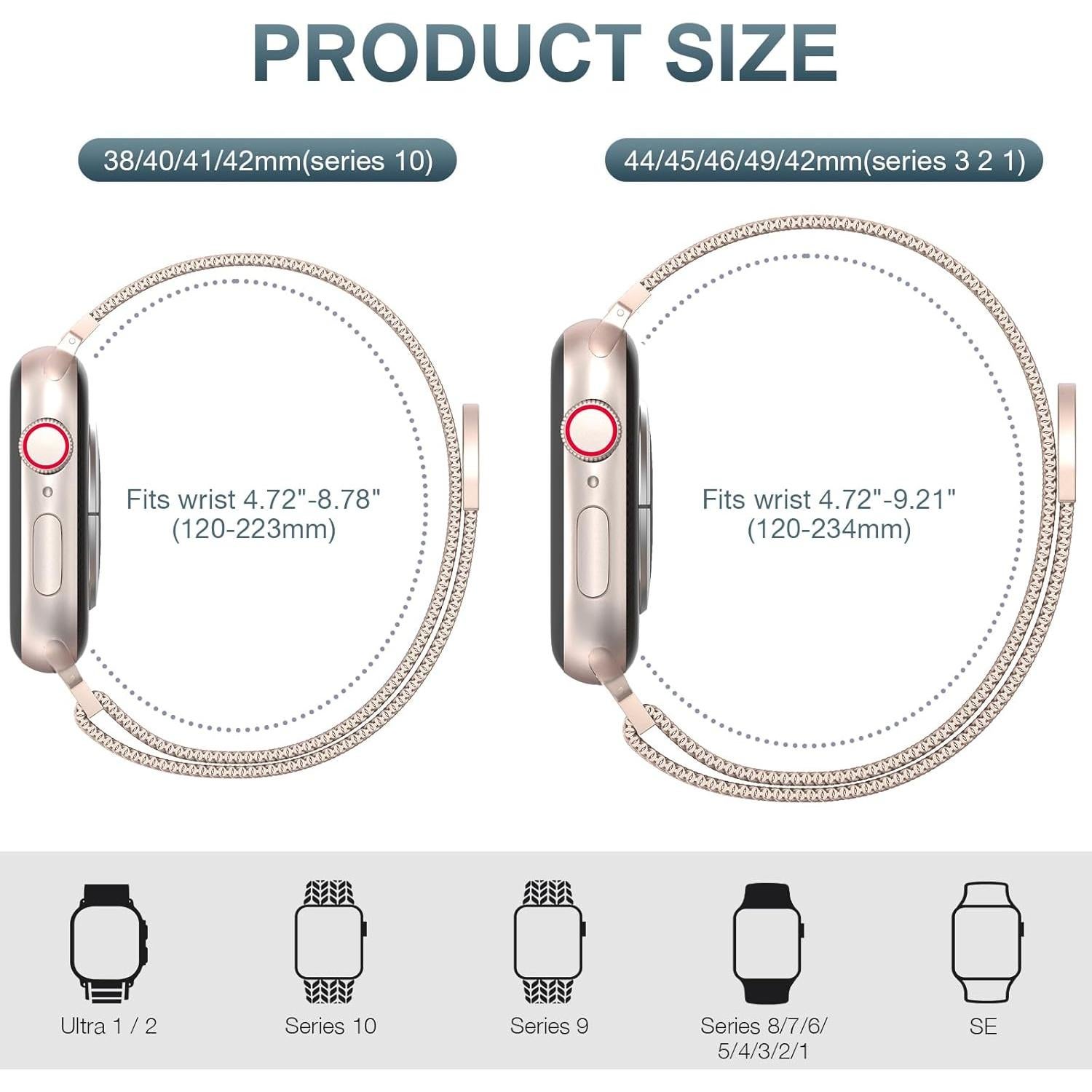 Correa de Malla de Acero Inoxidable OULUOQI para Apple Watch 38-49mm