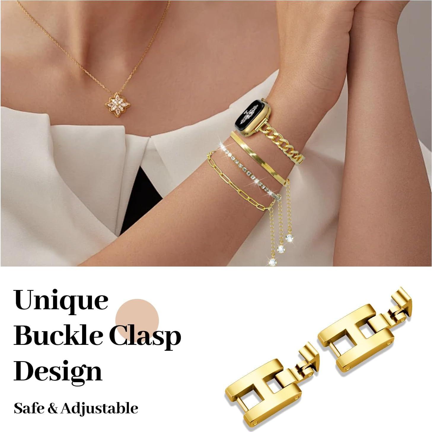 Conjunto Pulsera Dorada Slim Newlibery 14k para Apple Watch 38-42mm