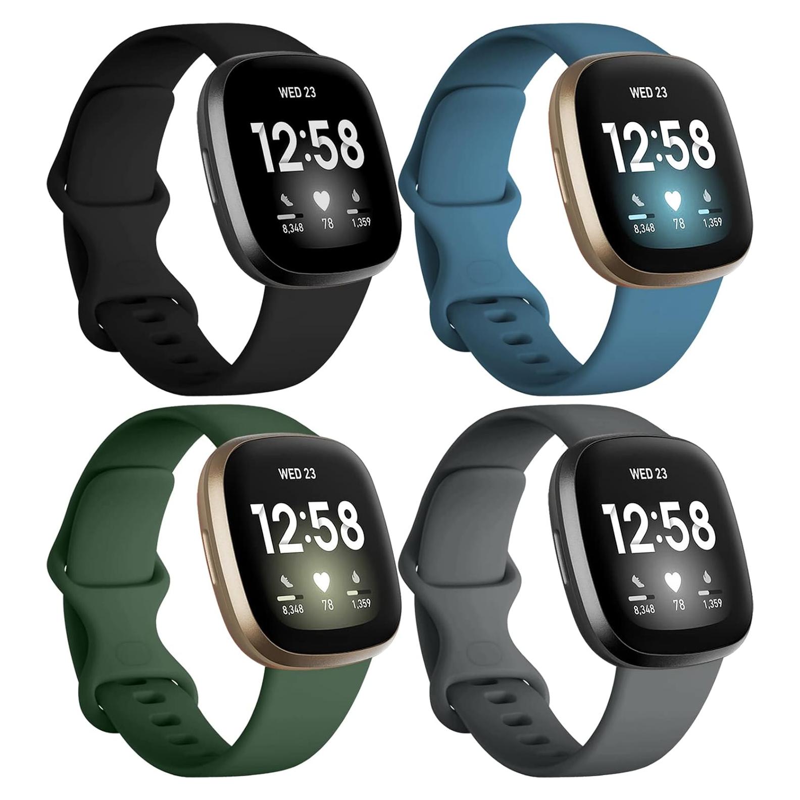 Dirrelo 4 Pack Bandas de TPU para Fitbit Versa 3 y Sense