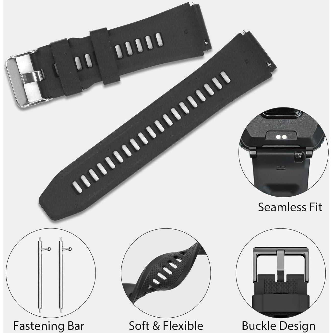 Correa de Reloj Inteligente 22mm WalkerFit - 2 Paquetes, Negra y Naranja