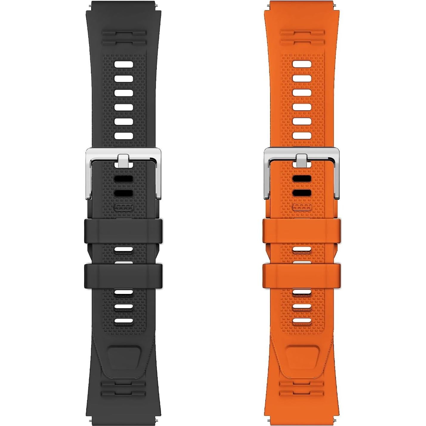 Correa de Reloj Inteligente 22mm WalkerFit - 2 Paquetes, Negra y Naranja