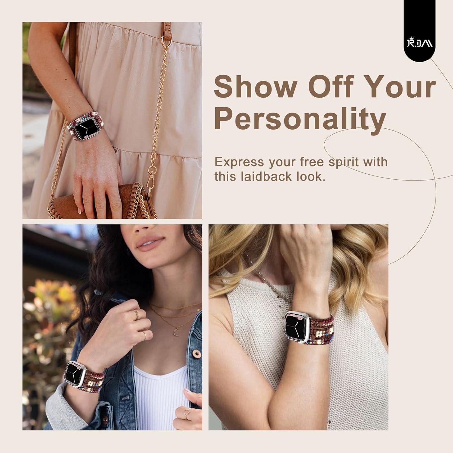 Banda de Reloj Bohemia JR.DM con Perlas para Apple Watch 38-42mm