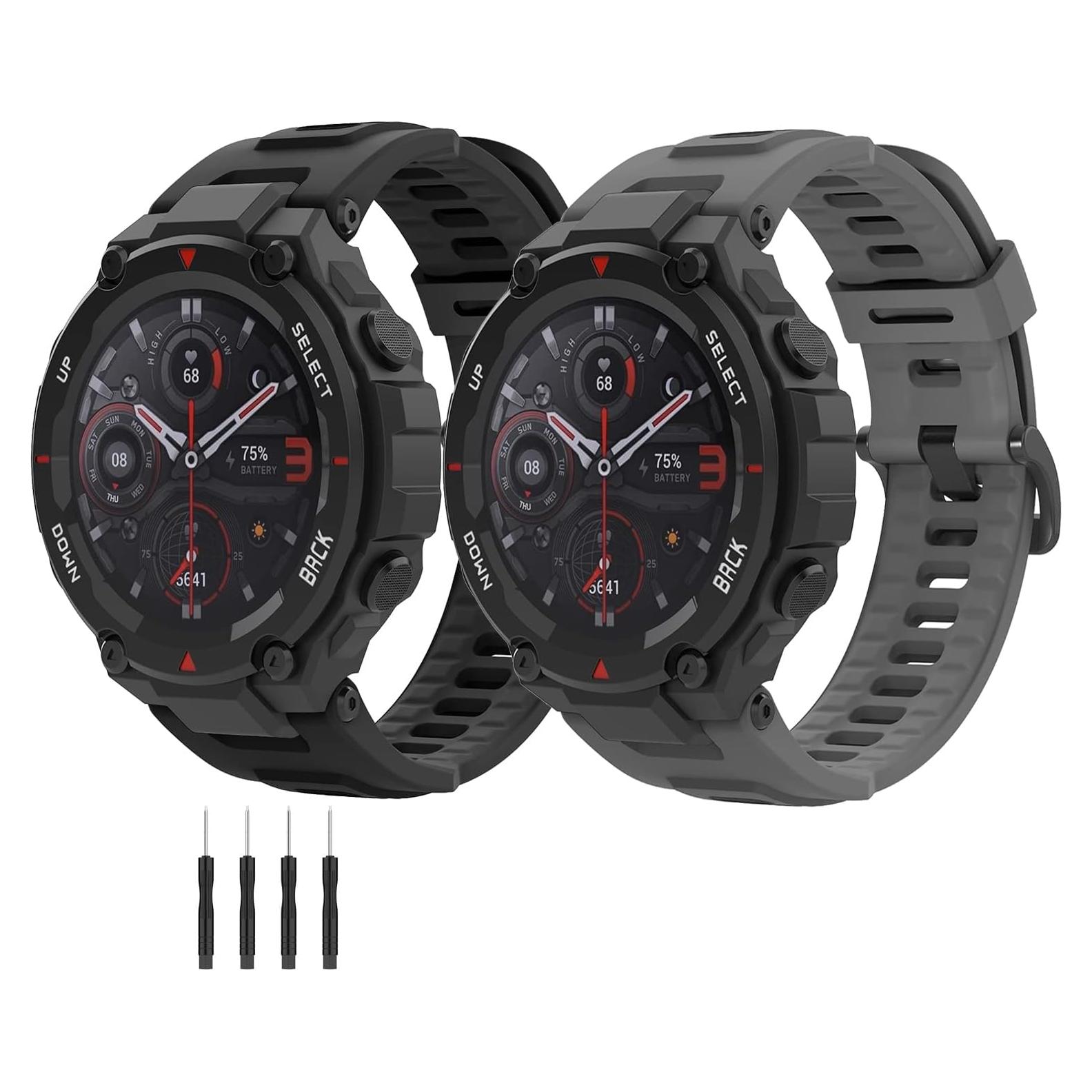 Paquete 2 Bandas Silicona Impermeables Amazfit T-Rex Pro