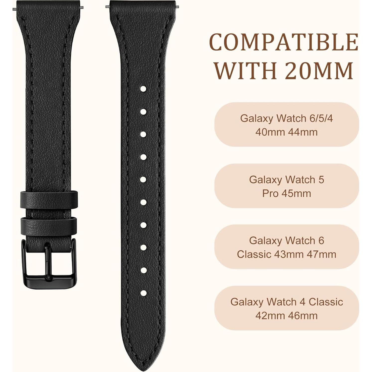 Correa de Cuero 20mm GEAK para Galaxy Watch 7/6/5/4/Active 2