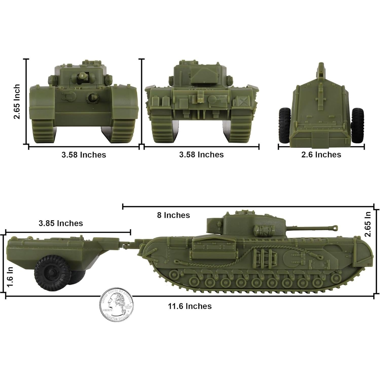 Tanque Churchill Crocodile BMC Toys 1:38 Verde OD