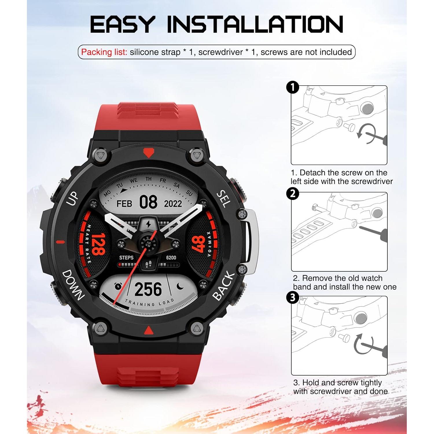 Correa de Silicona MoKo para Amazfit T-Rex 2 - Roja