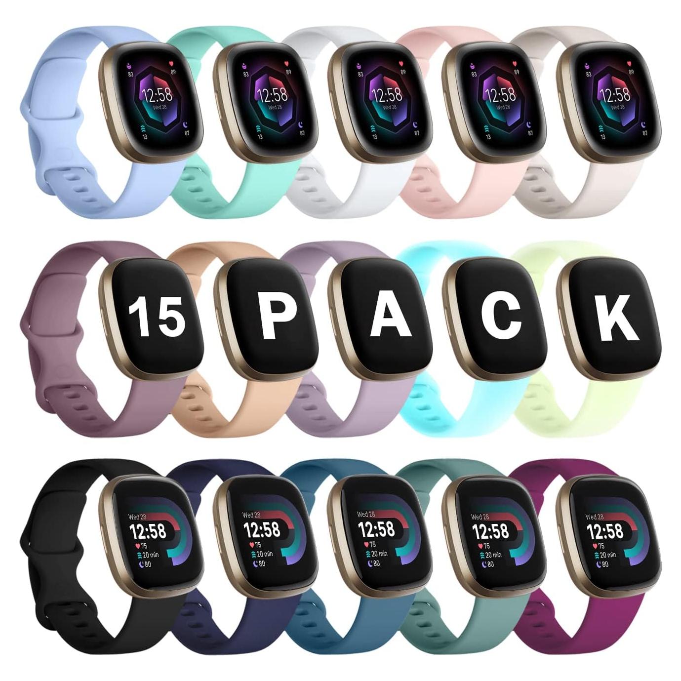 Paquete de 15 Bandas de Reemplazo GEAK para Fitbit Versa 3/Sense