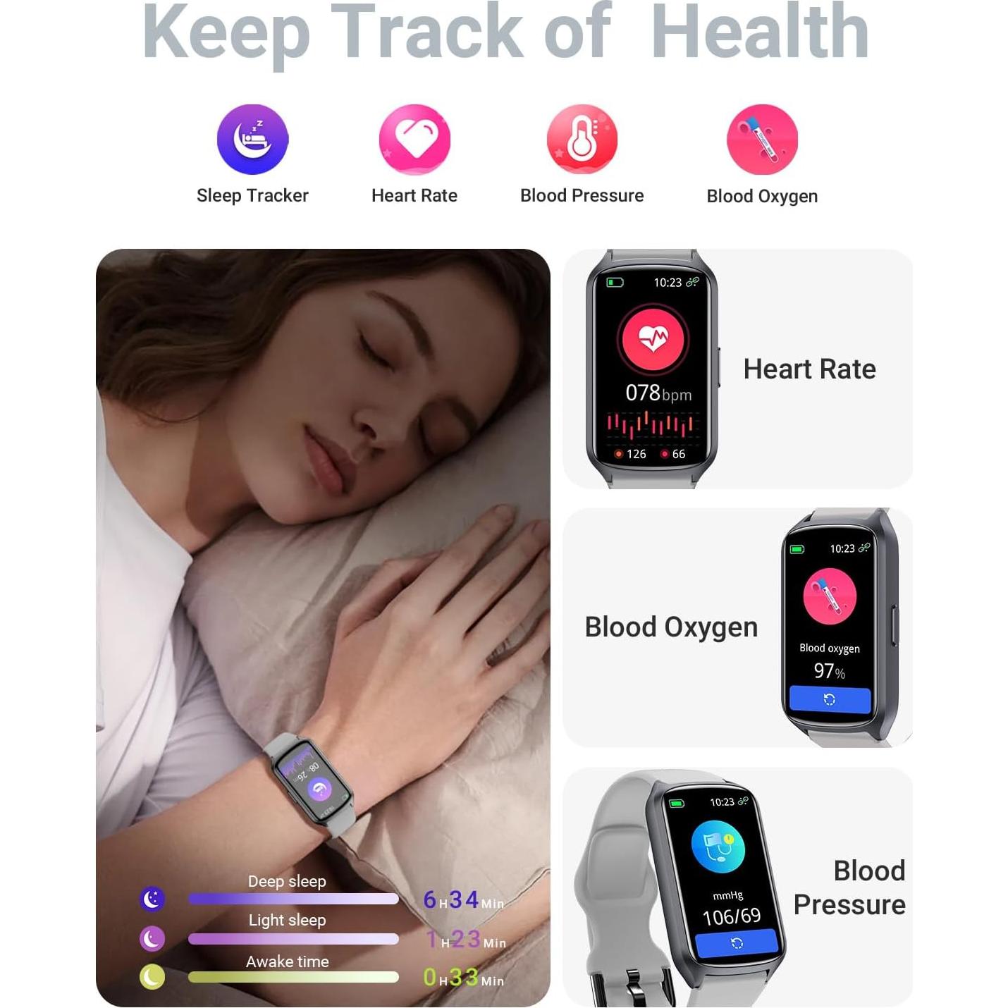 Rastreador de Salud Amzhero D26 con Monitoreo Cardíaco y Sueño
