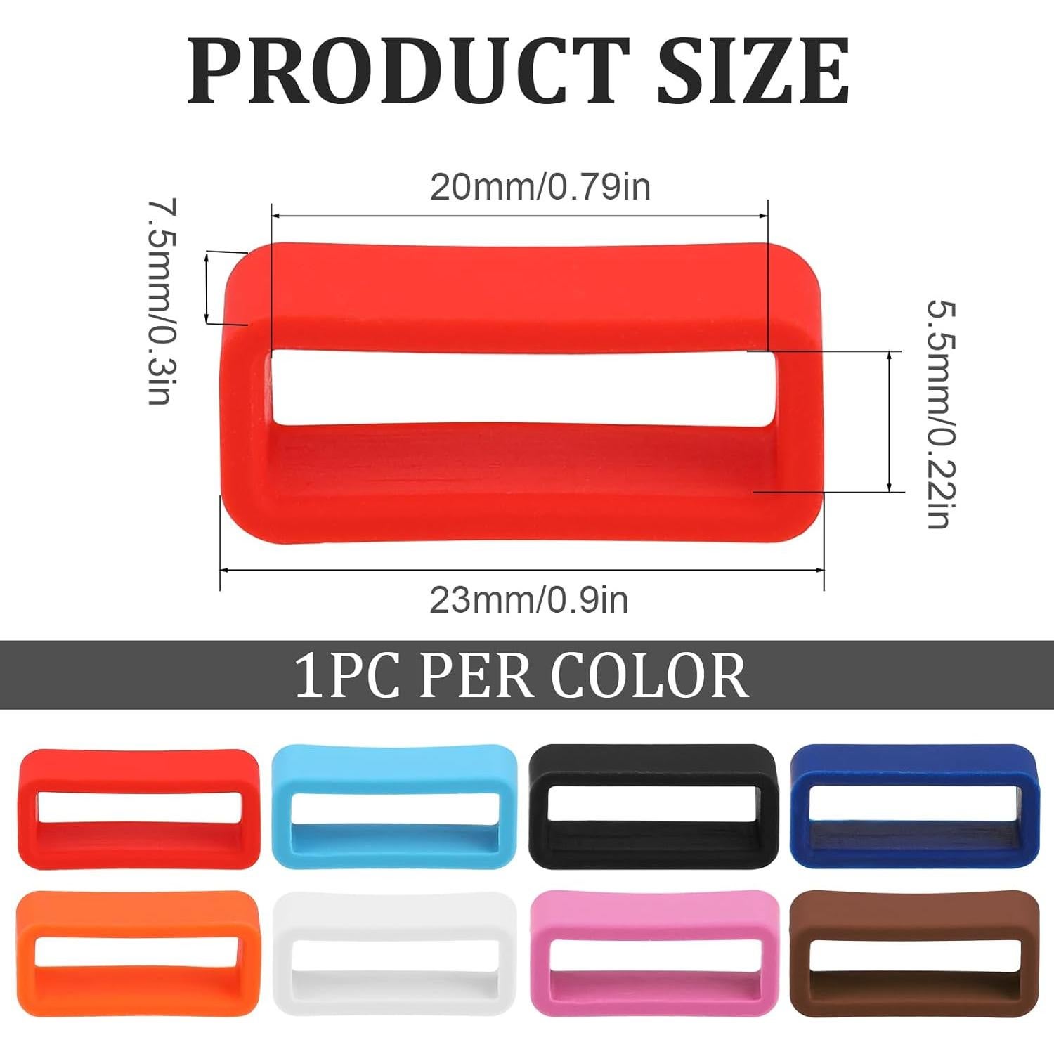 8 Sujetadores de Correa de Reloj 20mm Silicona Multicolor