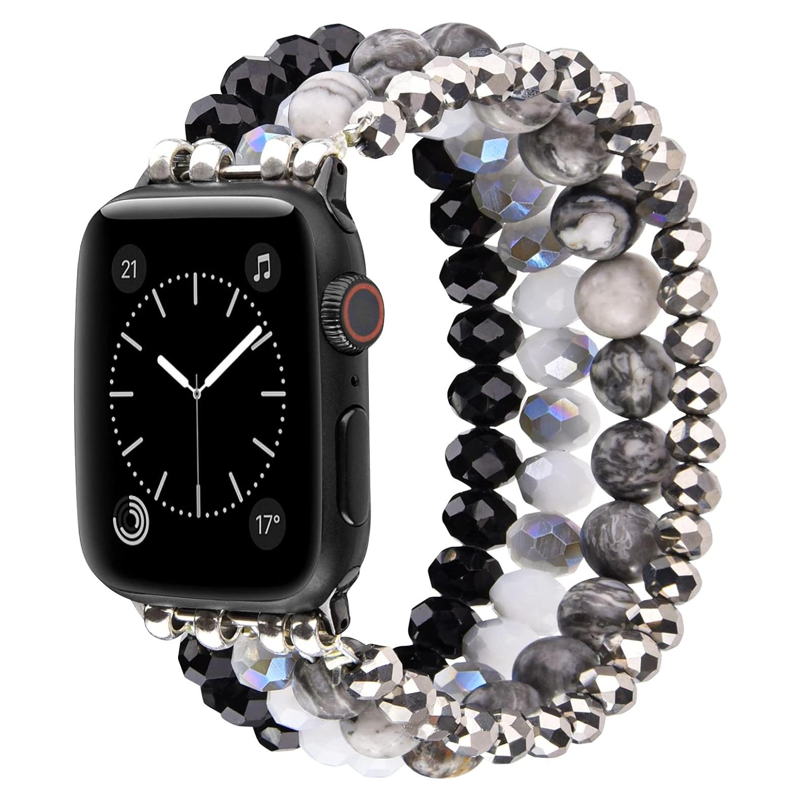Pulsera CAGOS de cuentas para Apple Watch 38-42mm Gris/Negro