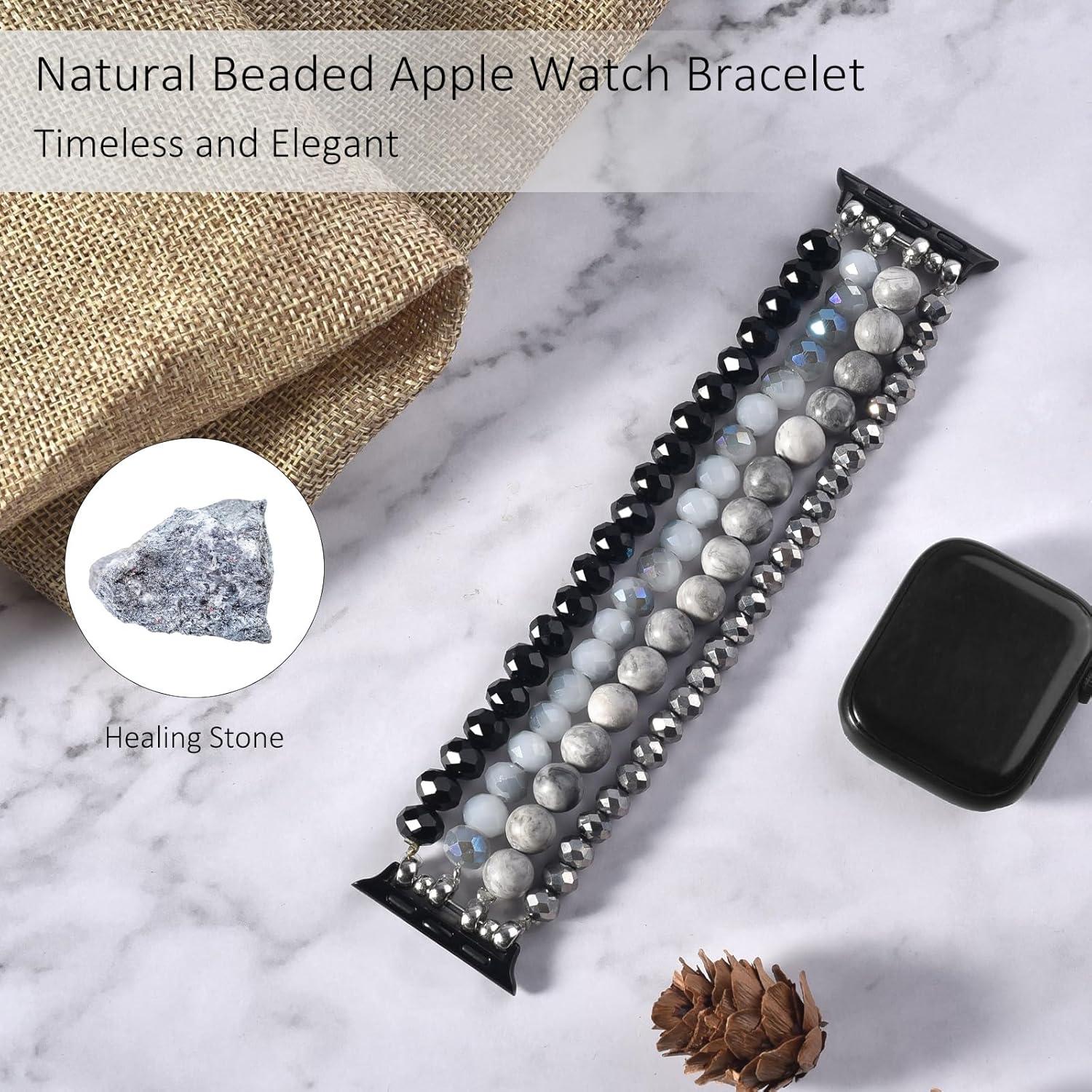 Pulsera CAGOS de cuentas para Apple Watch 38-42mm Gris/Negro