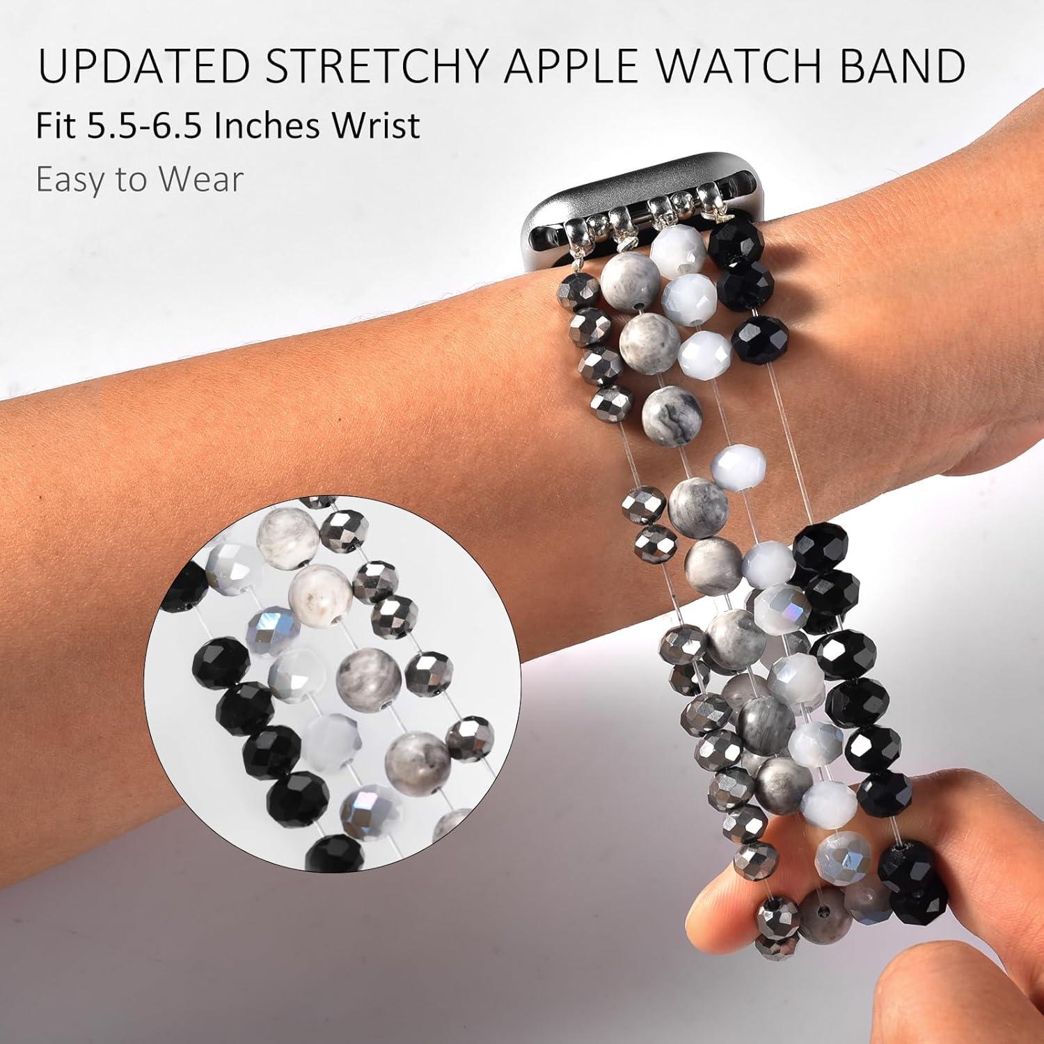 Pulsera CAGOS de cuentas para Apple Watch 38-42mm Gris/Negro
