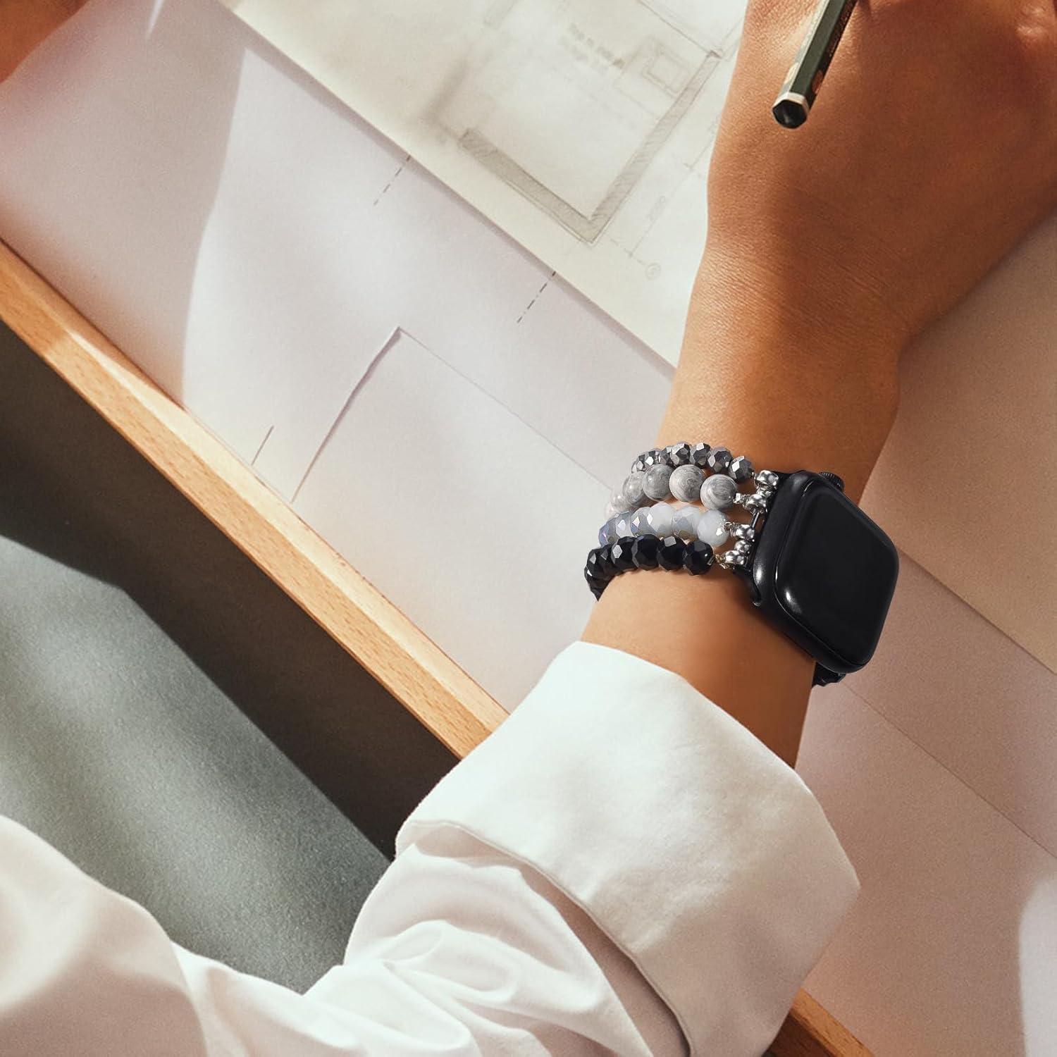 Pulsera CAGOS de cuentas para Apple Watch 38-42mm Gris/Negro