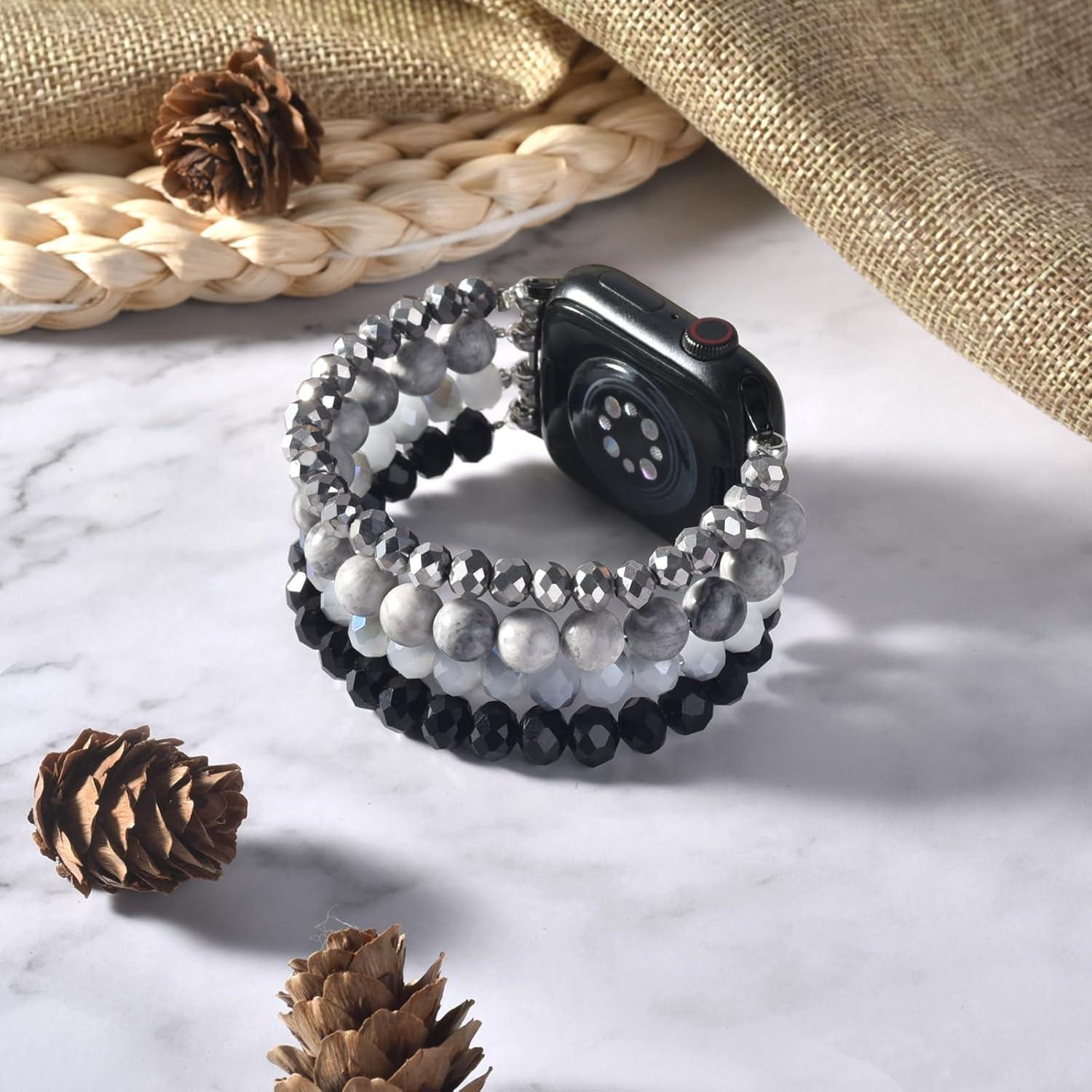 Pulsera CAGOS de cuentas para Apple Watch 38-42mm Gris/Negro