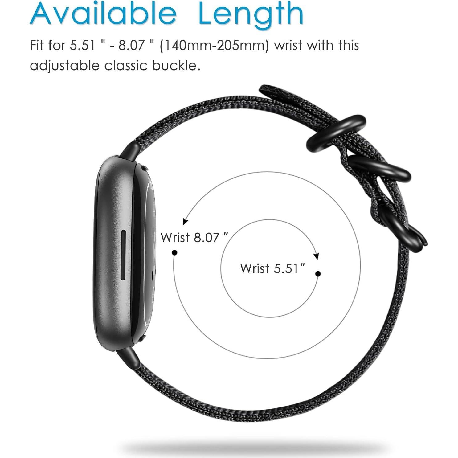 Correa de Reemplazo Fintie para Fitbit Versa 4/3 y Sense 2/1 - Nylon Tejido Suave