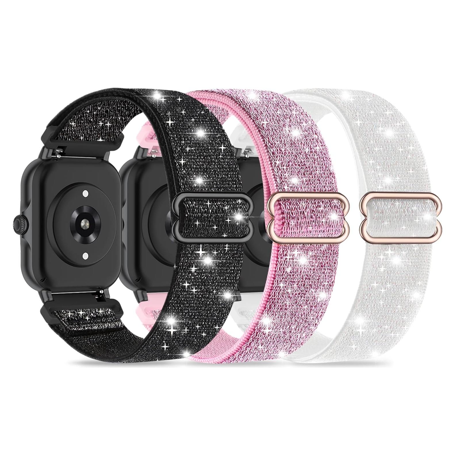 Paquete de 3 bandas elásticas de nylon 22mm para reloj Woneligo