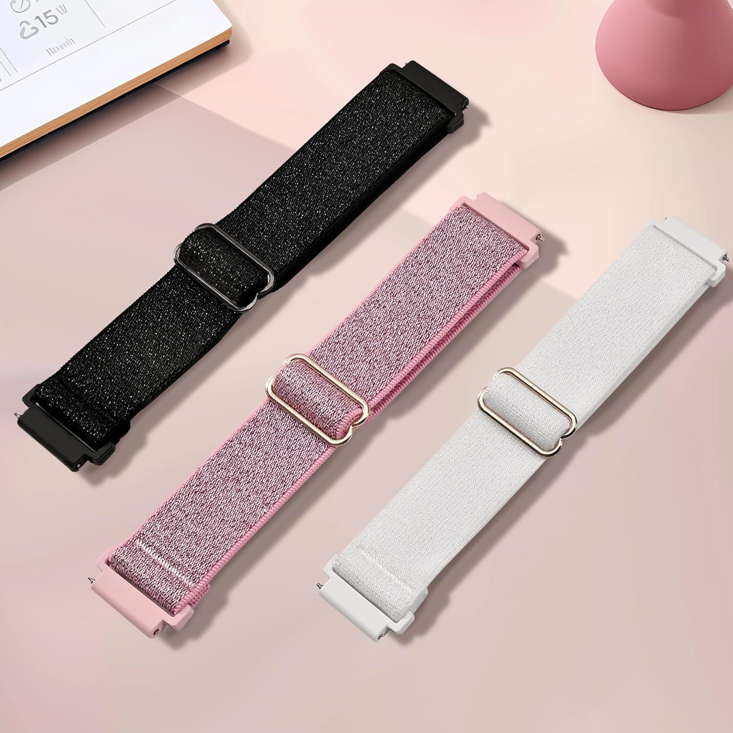 Paquete de 3 bandas elásticas de nylon 22mm para reloj Woneligo