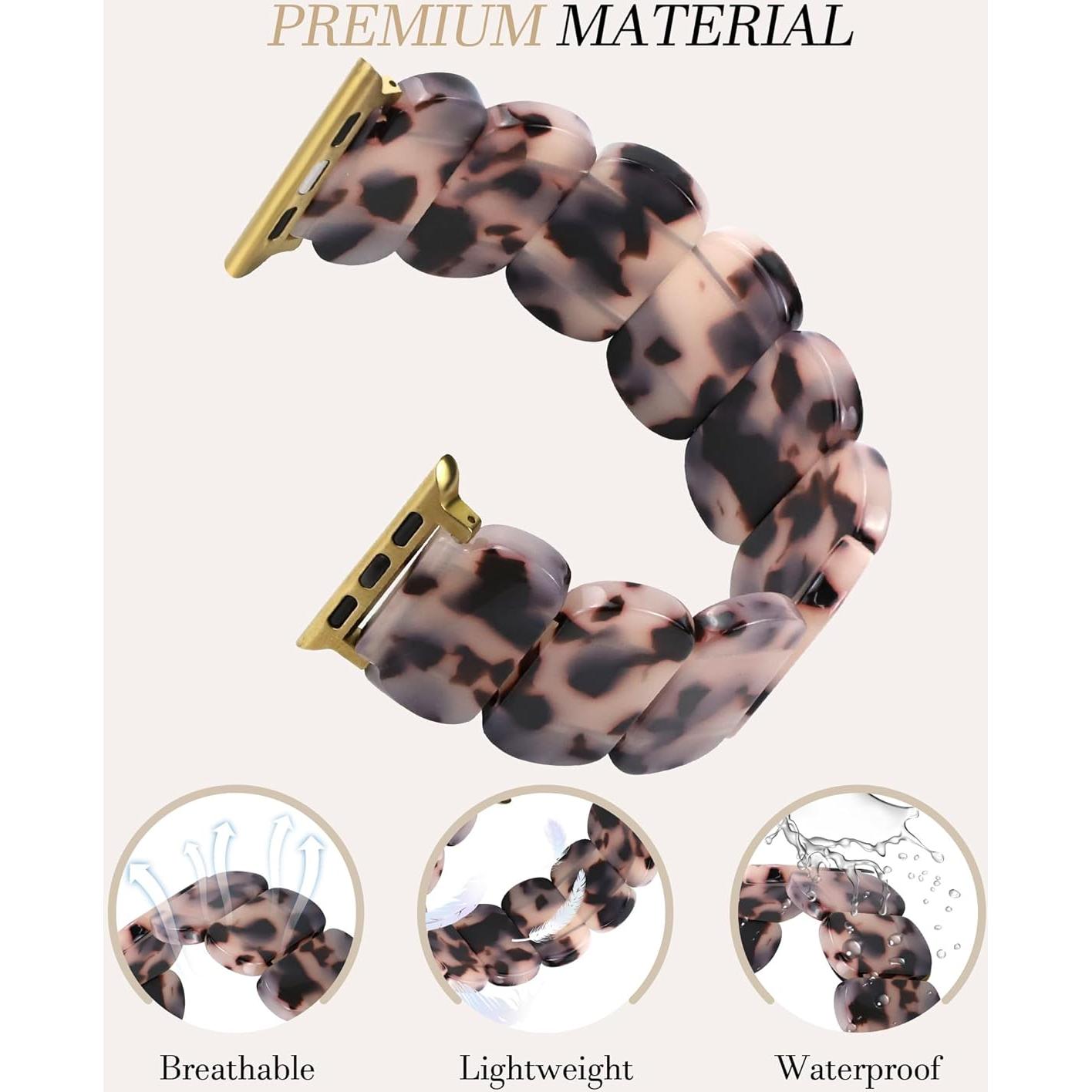 Brazalete Elástico de Resina Tortuga Marfil para Apple Watch