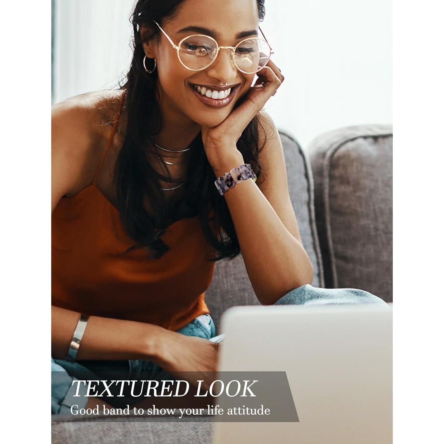 Brazalete Elástico de Resina Tortuga Marfil para Apple Watch