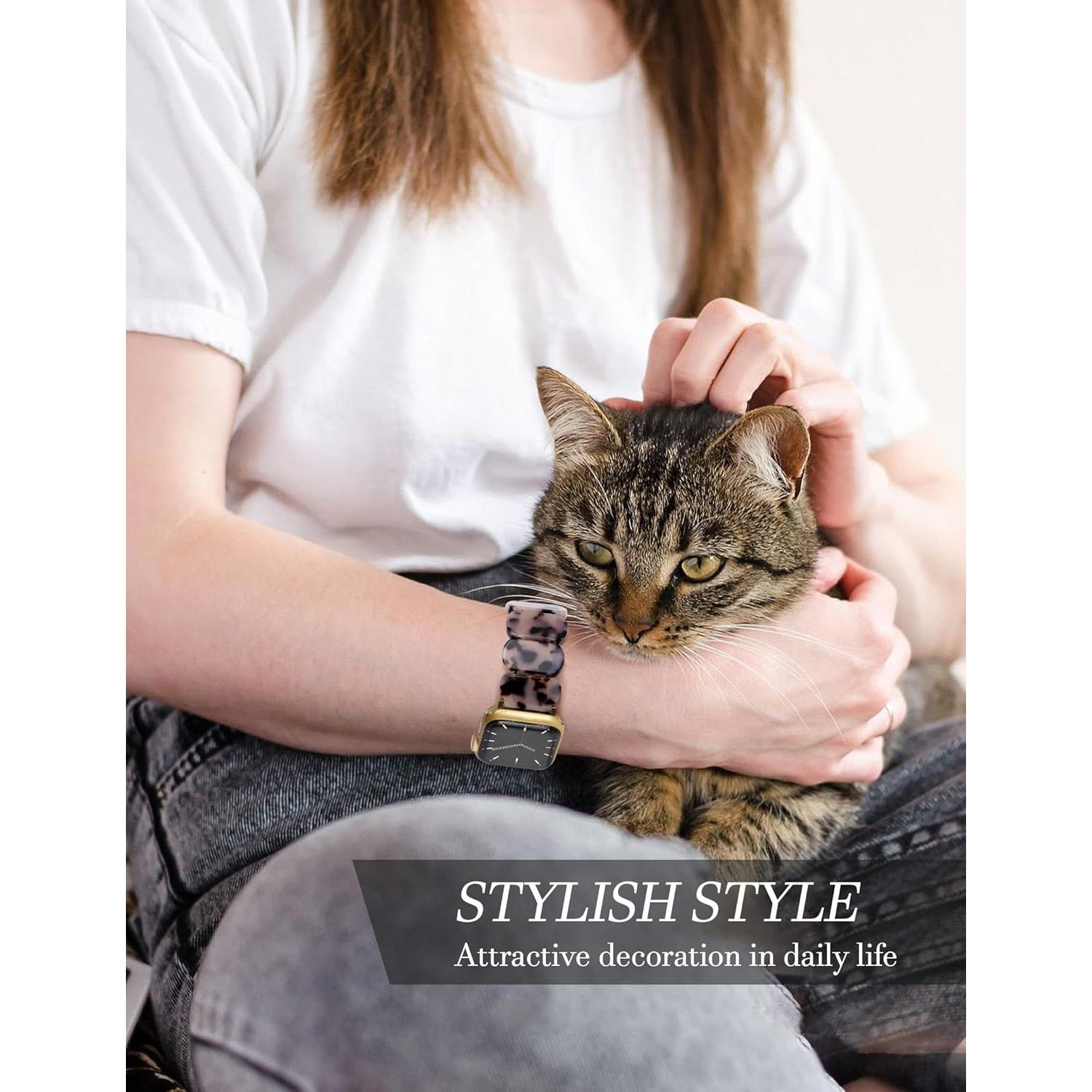 Brazalete Elástico de Resina Tortuga Marfil para Apple Watch