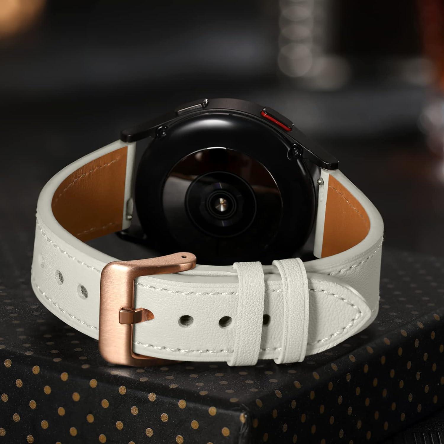 Correa de Cuero GEAK 20mm para Samsung Galaxy Watch 7/6/5/4 Beige