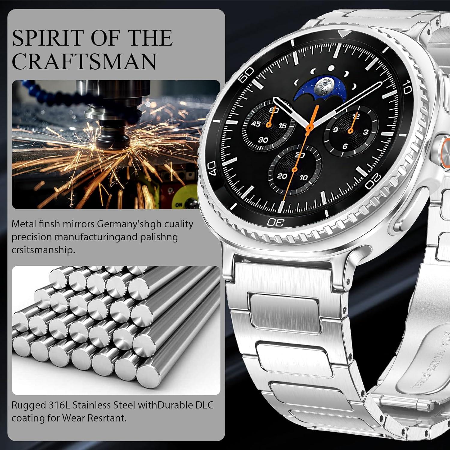 Banda de Acero Inoxidable PanPinnacle para Galaxy Watch 8 46mm