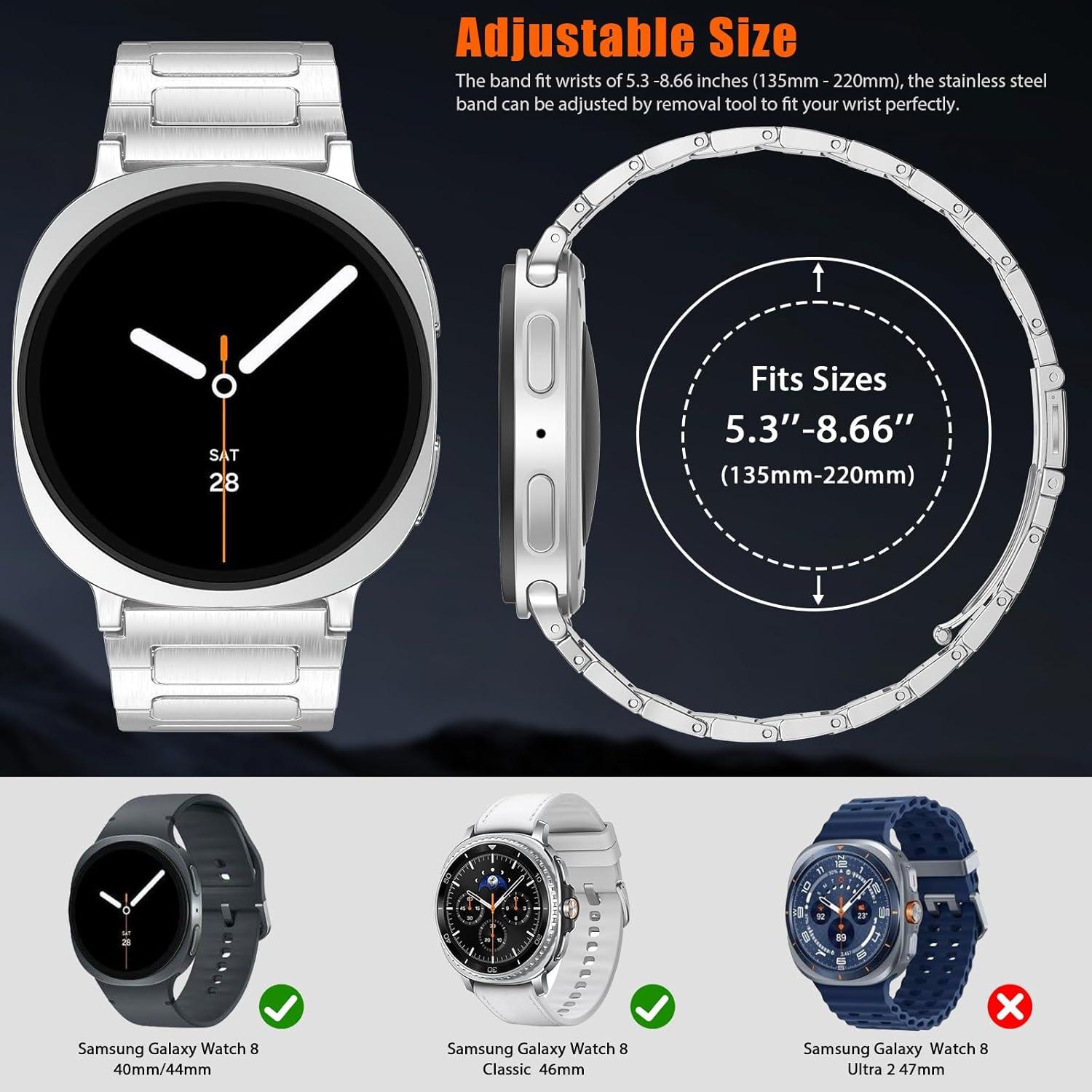 Banda de Acero Inoxidable PanPinnacle para Galaxy Watch 8 46mm