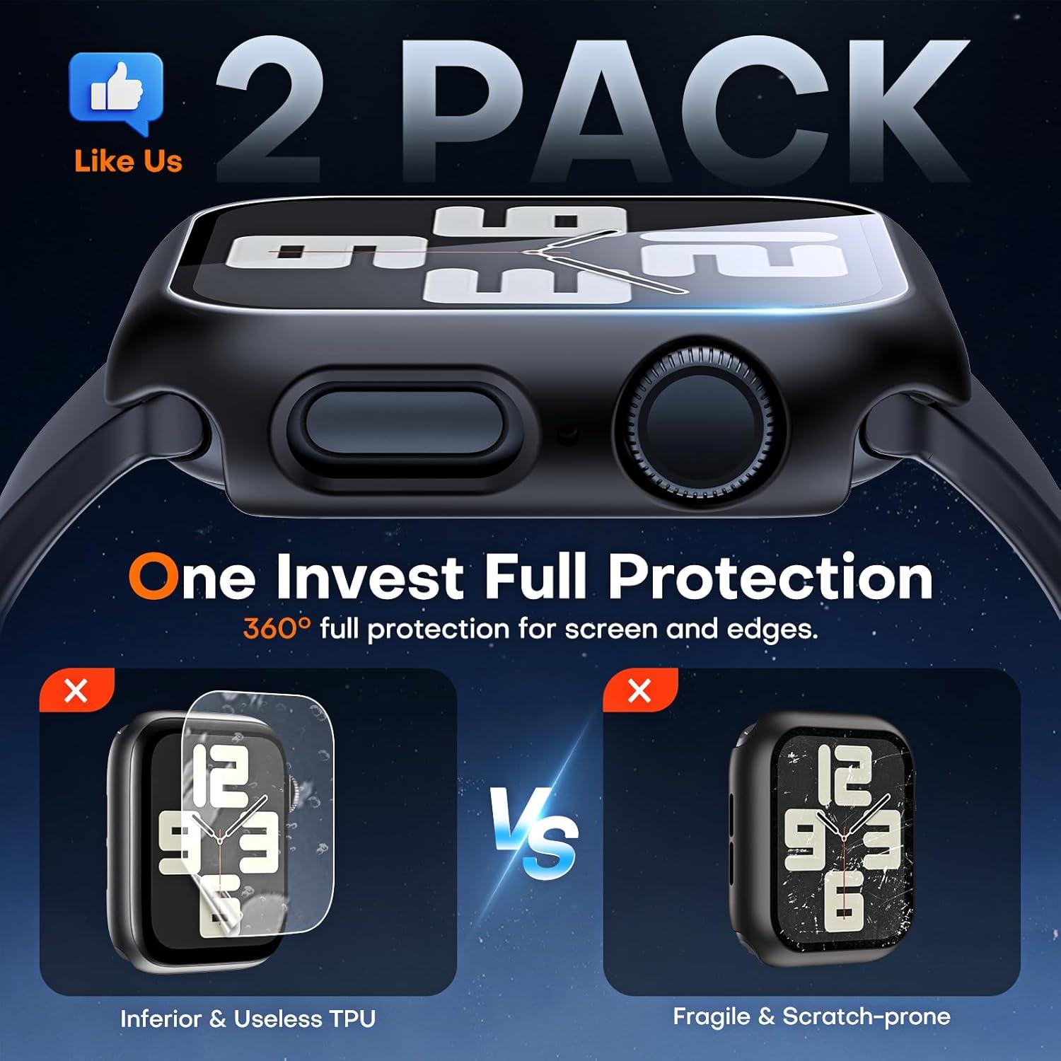 Funda Dura TAURI para Apple Watch 44mm SE/Series 6/5/4, Negro