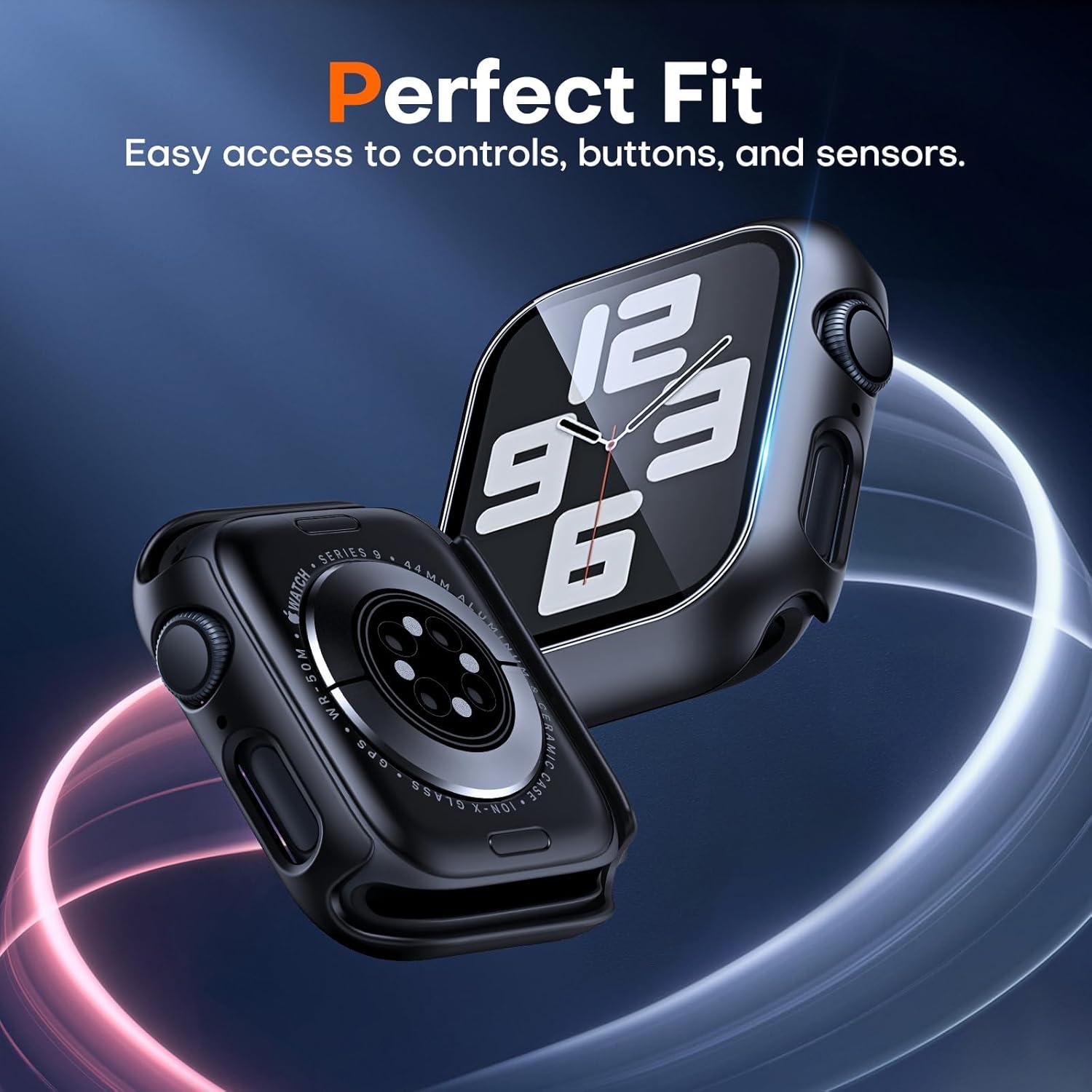 Funda Dura TAURI para Apple Watch 44mm SE/Series 6/5/4, Negro