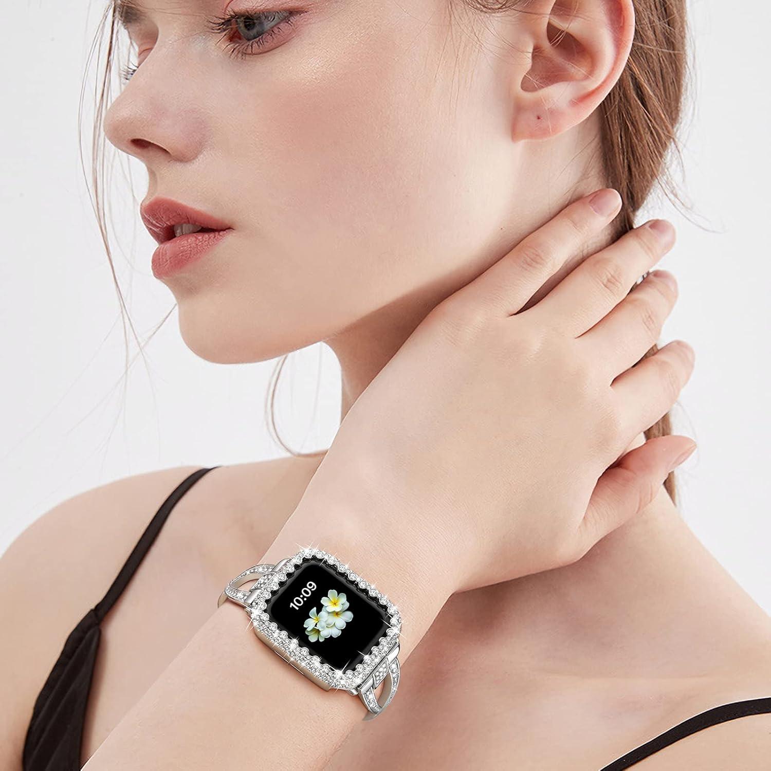 Funda Brillante HEARTBOOM para Apple Watch 44mm Plata